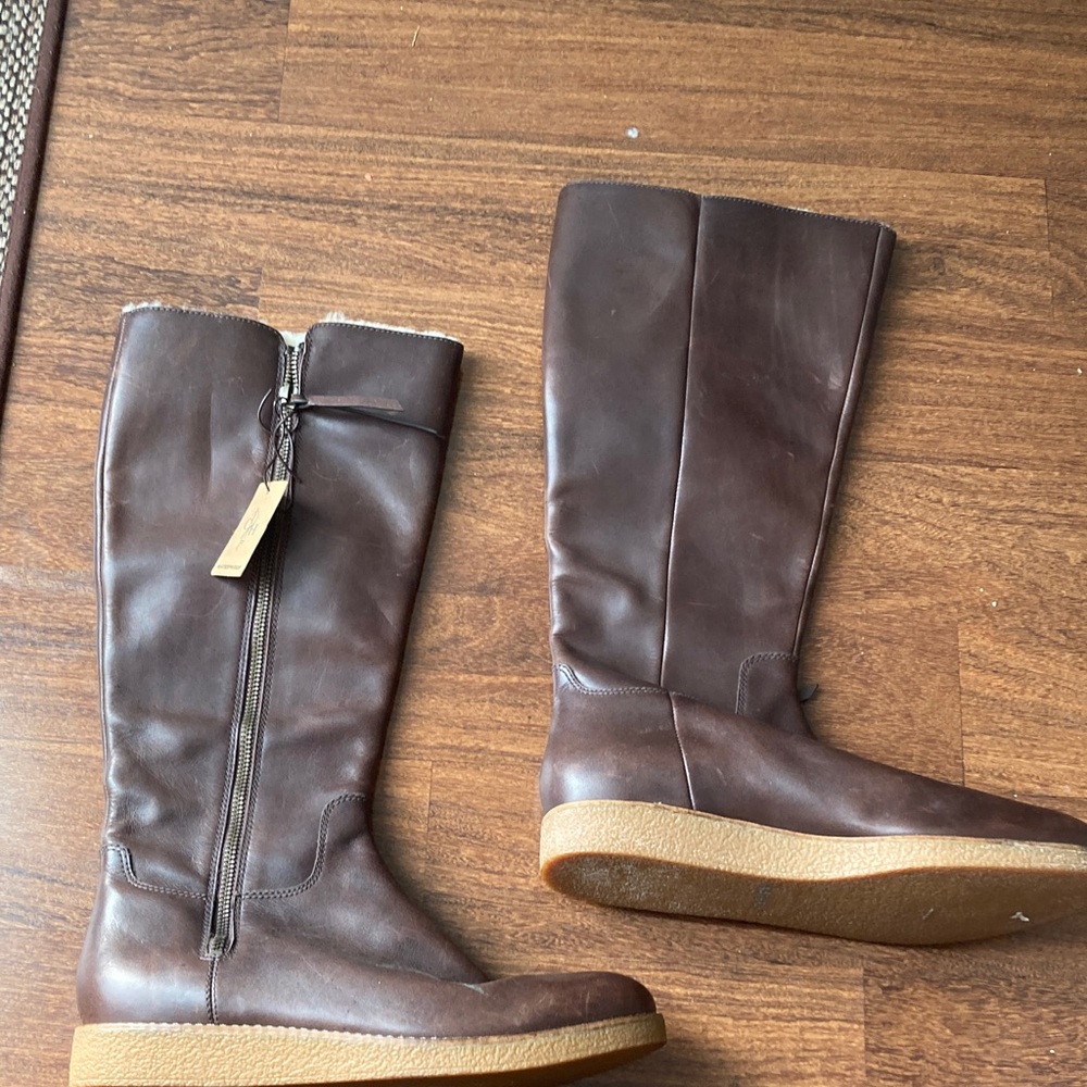 Cole Haan Dark Brown Leather Knee-High Boots Sz 9 - Picture 3 of 7